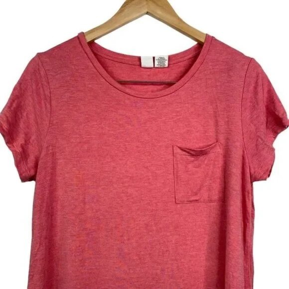ARTISAN NY WOMEN'S PINK HEATHERED STRETCH T-SHIRT DRESS SIZE LARGE-EUC - Picture 2 of 5